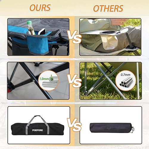 Miniatura 5 de Reclining Camping Chair with Removable Footrest Lounge Chair with Headrest, Cotton Cushion, Portable Adjustable Folding Chairs