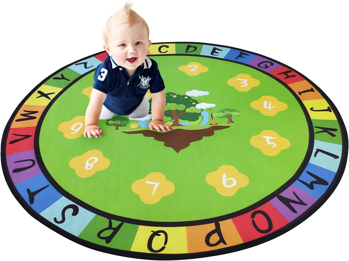 Amazon.com: USTIDE Round Alphabet Kids Rug Playmat Vibrant Educational ...