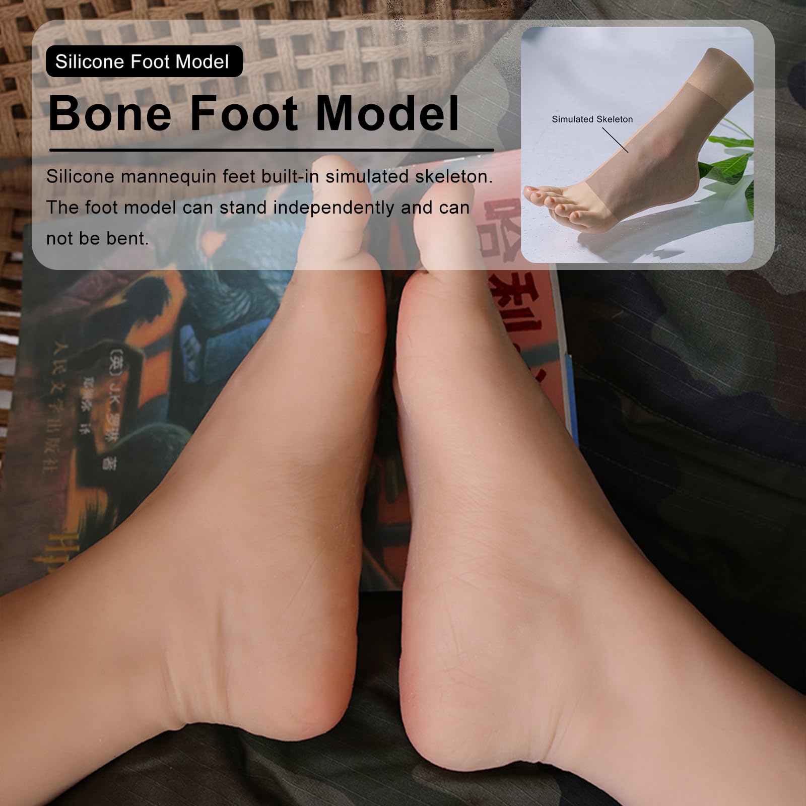 Lebensechtes männliches Silikon-Fußmodell mit Knochen, realistischer weizenfarbener Schaufensterpuppenfuß für Schuhe und Socken, perfekt für Einzelhandel und Ausbildung