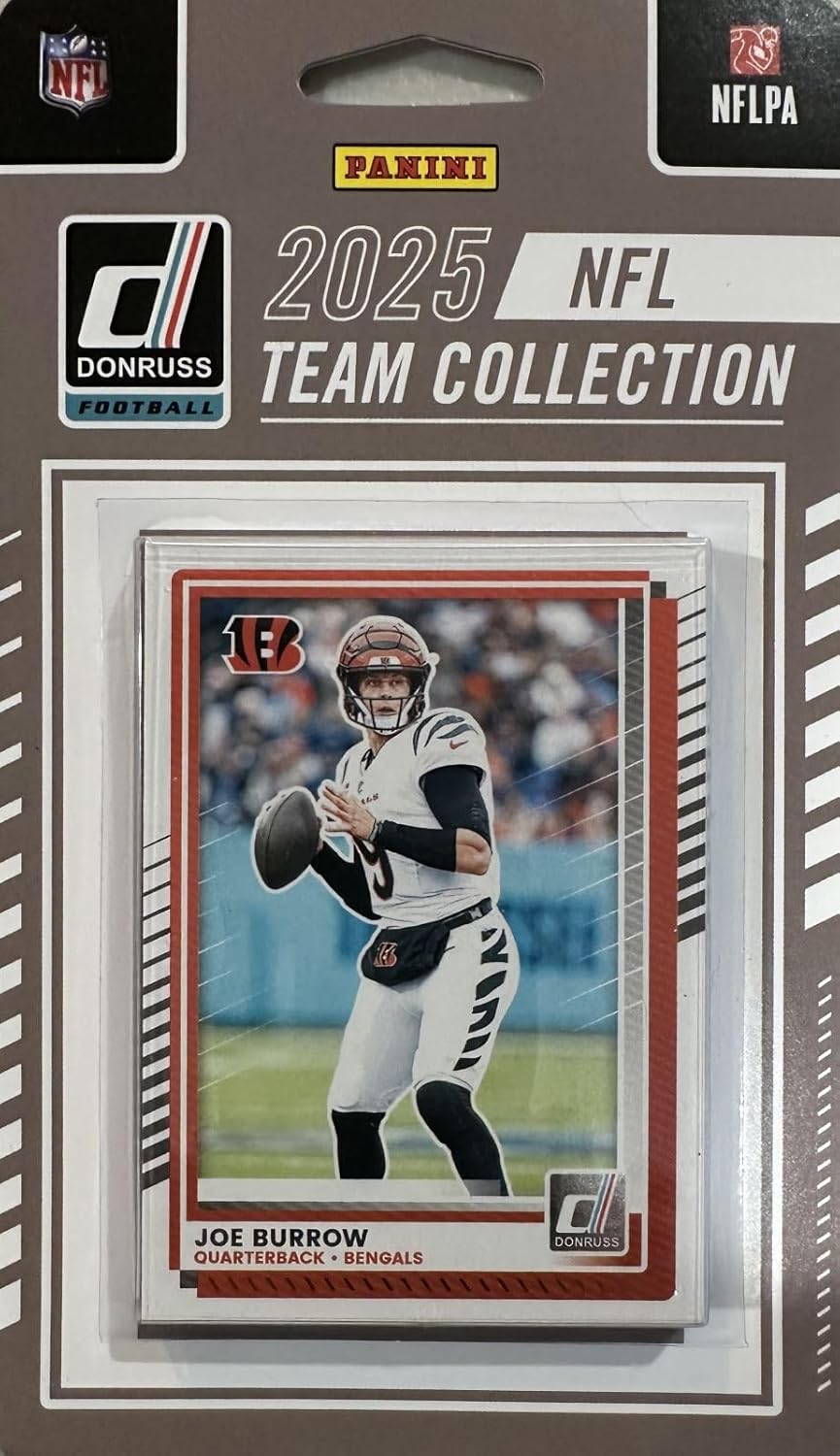 Cincinnati Bengals 2025 Donruss Factory Sealed Team Set Featuring Joe Burrow, Ja'Marr Chase and Boomer Esiason with Rated Rookie Cards of Demetrius Knight Jr. and Shemar Stewart Plus