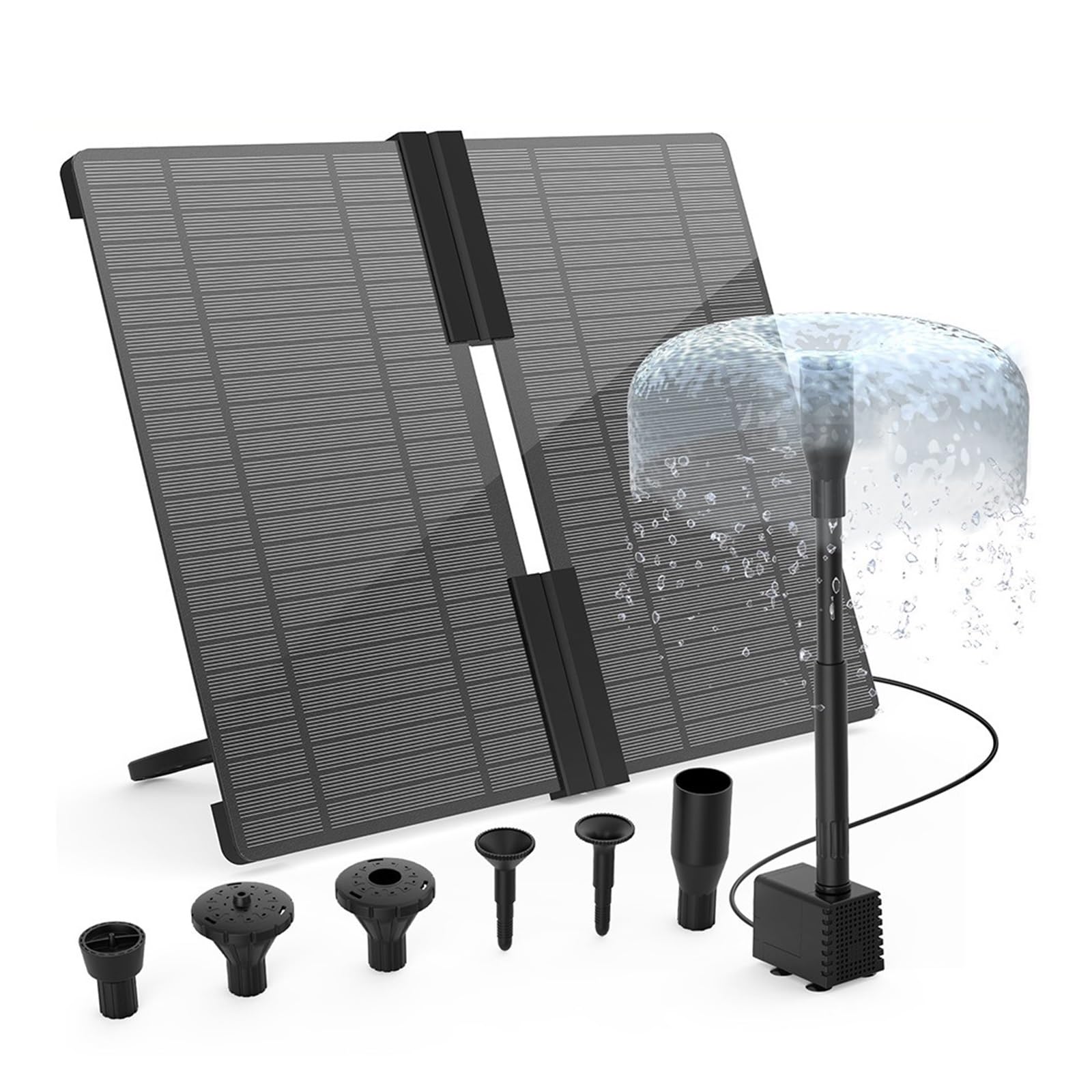 Pompa Wodna Solarna, 20W zestaw słonecznej pompy wodnej, zasilana energią słoneczną pompa do fontanny z 6 dyszami, funkcja wody fontanna zewnętrzna do kąpieli ptaków