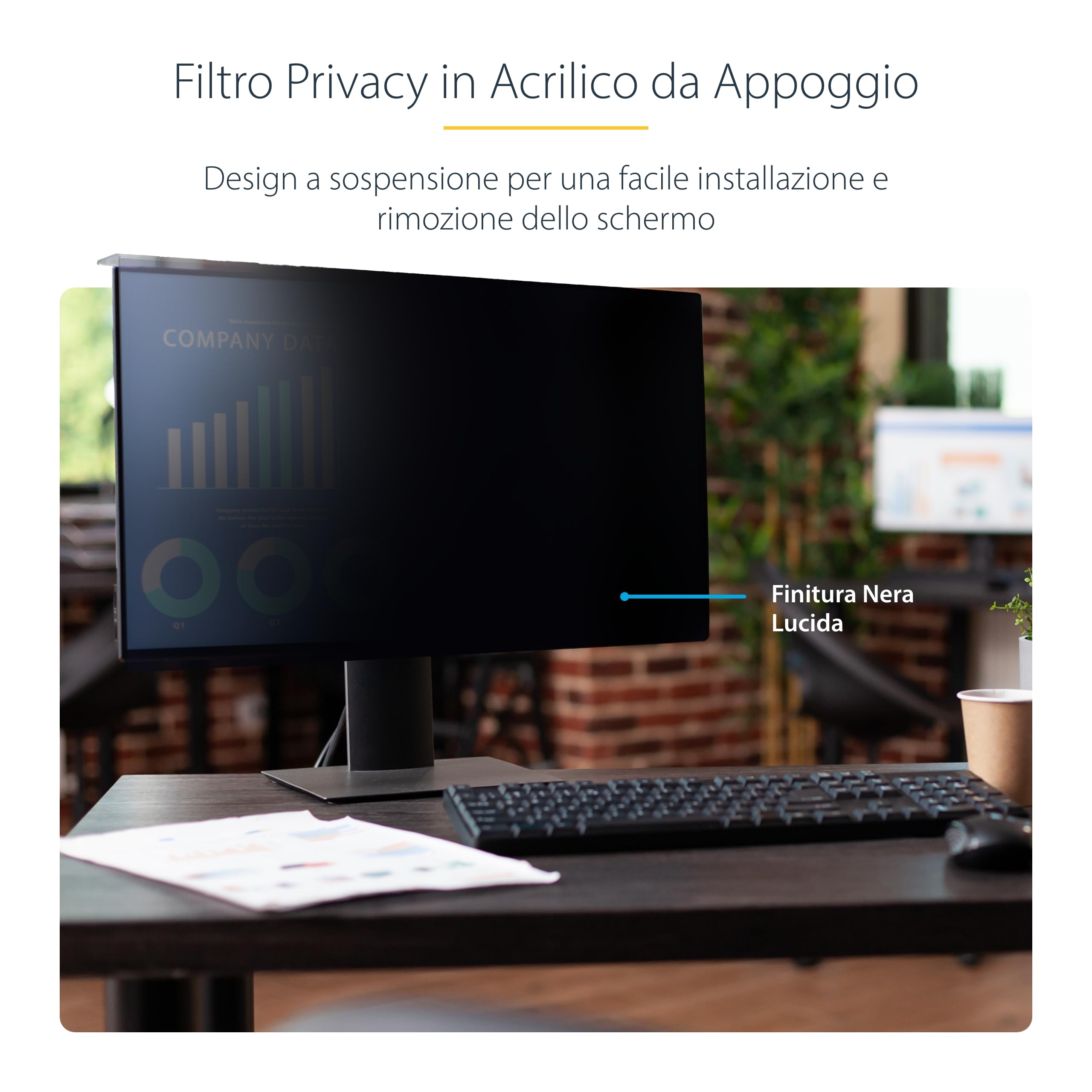 StarTech Filtro Privacy in Acrilico da Appendere per Monitor 24" 16:10 | Pellicola Protettiva Antiriflesso, Protegge i Dati Sensibili