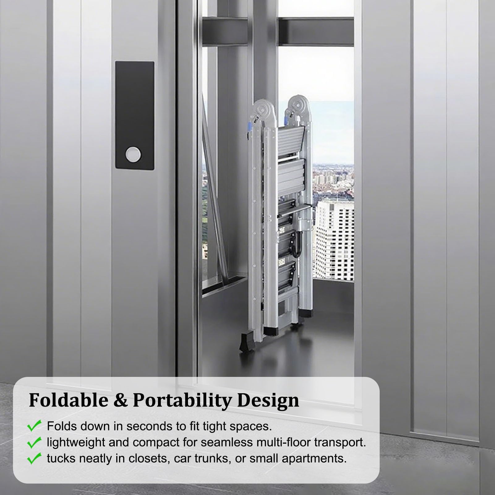 Escalera plegable de aleación de aluminio resistente con pasamanos de seguridad, escalera portátil para ático para almacén, sótano, garaje, acceso al techo