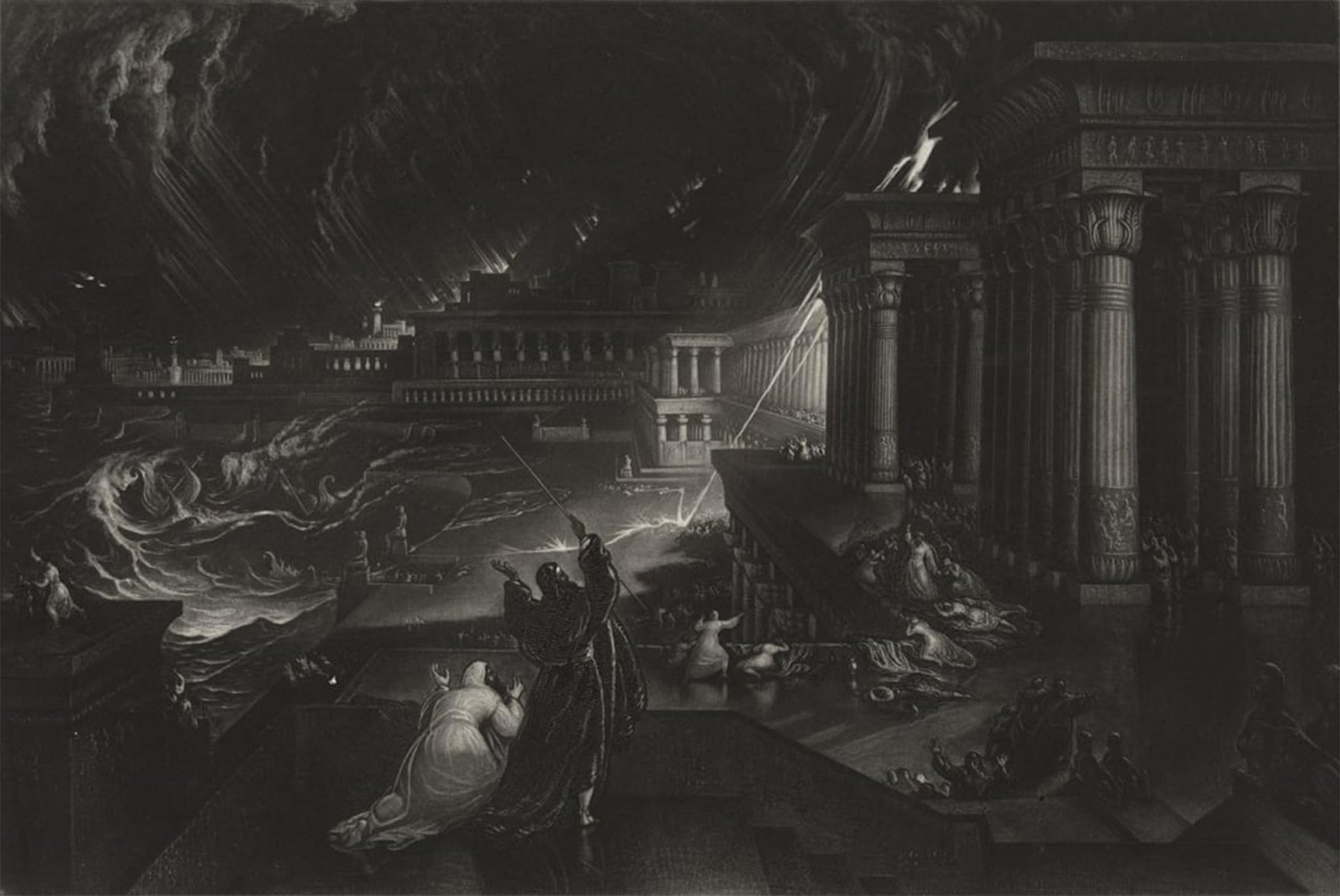 ARTXLXXBN Famous Prints Artwork Pictures Poster Painting Art Seventh Plague by John Martins Artwork Landscape Pictures for Home Decor 60x90cm