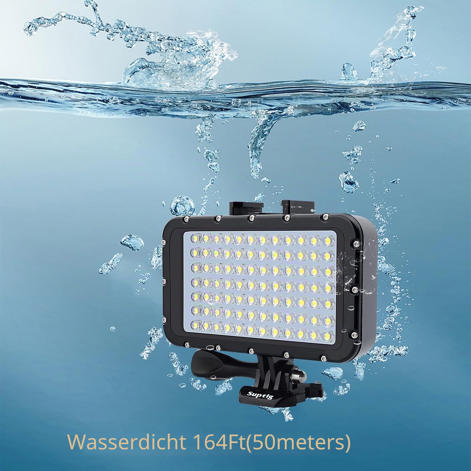 Suptig Videolicht, wasserdichte Lampe, Tauchlicht, 84 LEDs, wasserdicht, 50 m, kompatibel mit Spiegelreflexkameras Gopro Canon, Nikon, Pentax, Panasonic, Sony, Samsung