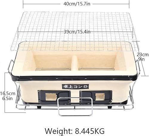 Miniatura 7 de Rectangular Japanese Yakatori Charcoal Ceramic Clay Grill BBQ Charcoal Stove Hibachi Cooker Grill with Grate, Stand And Food Tong for Outdoor