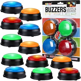 DEEKIN 16 Pcs Lights and Sounds Buzzers Bulk for Classroom Assorted Colored Game Show Buzzer Button Answer Buzzers Classroom Buzzers Button for Classroom Team Family Game and Trivia Nights