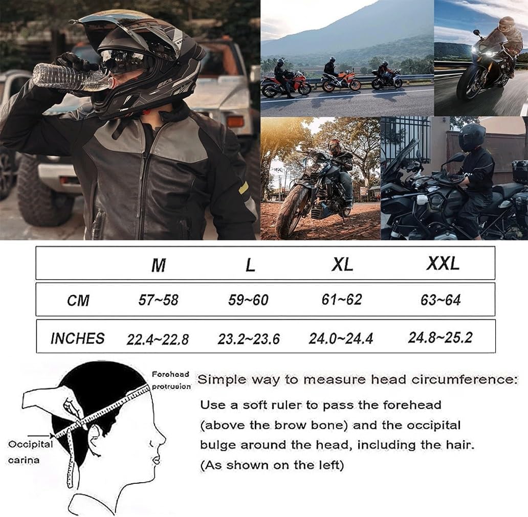 Bluetooth Casco Modulare per Moto, Casco da Moto a Doppia Visiera Integrati Omologato DOT/ECE