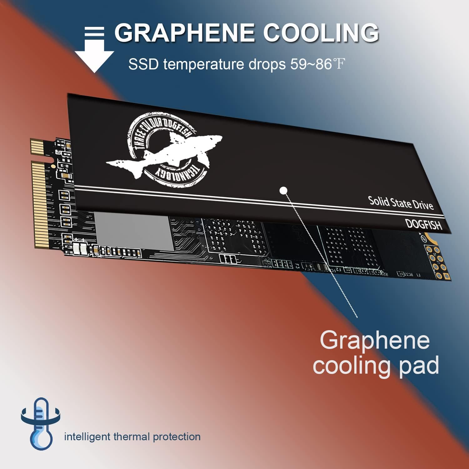 Dogfish SSD M.2 NVMe 4TB PCIe 4.0 Gen4, dysk twardy wewnętrzny SSD z podkładkami przewodzącymi ciepło, do 7 300 MB/s, do komputerów stacjonarnych PS5 gamingowych, laptopów, M2 2280 4TB