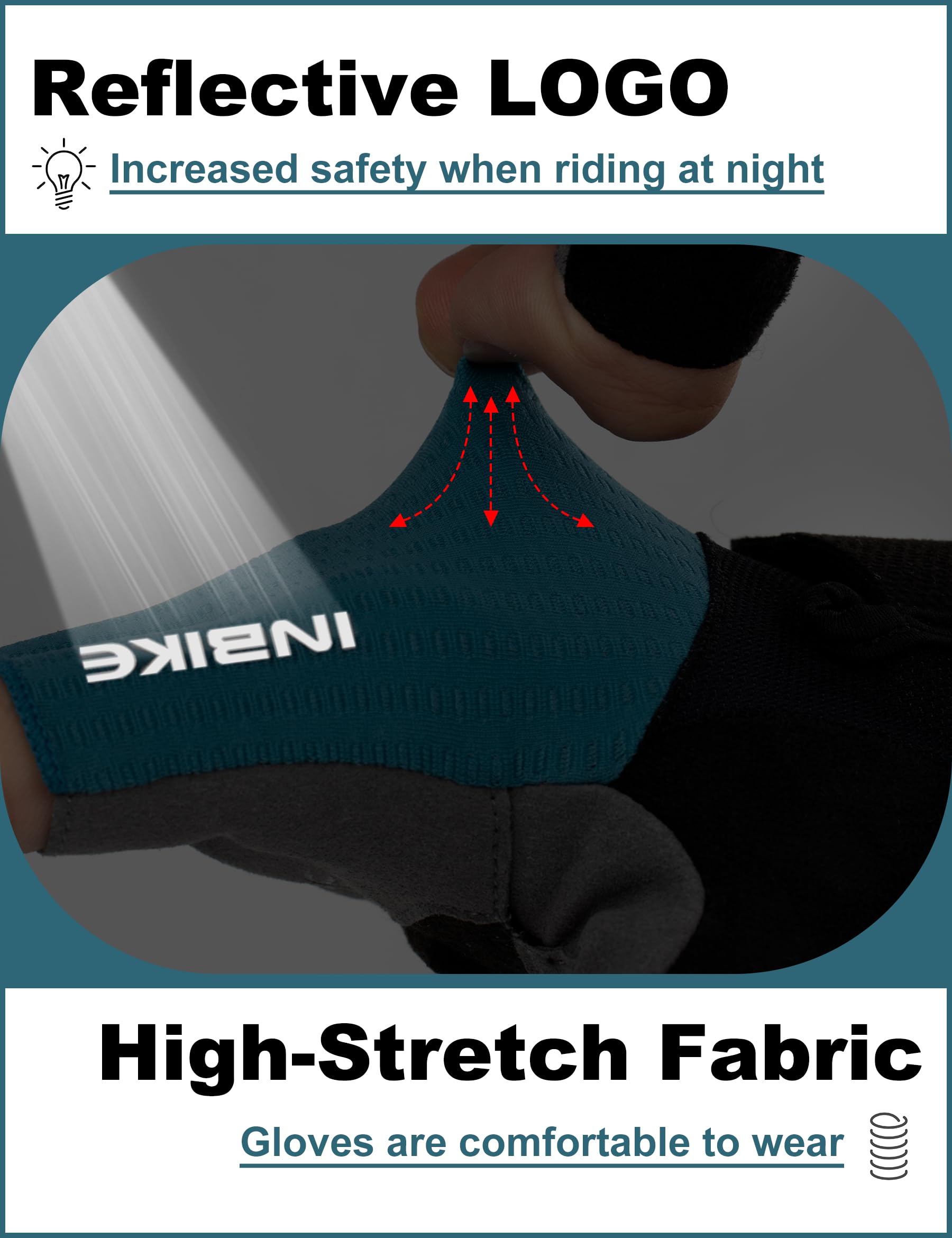 INBIKE Guantes de Ciclismo de los Hombres de Medio Dedo a Prueba de Golpes de Verano elástico Transpirable Reflectante IHC215
