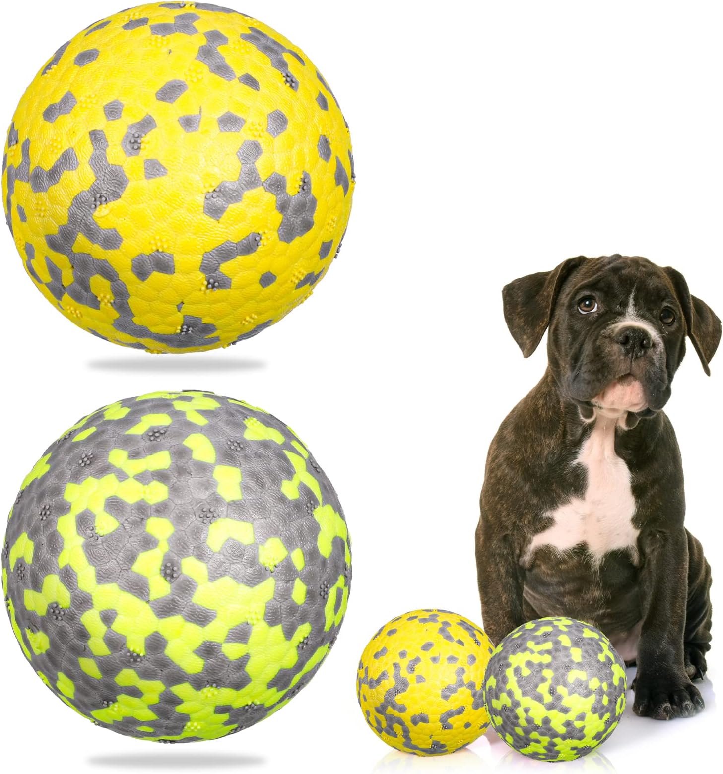 Dacitiery Indestructible Dog Ball Ball Resistant Teeth Training Dog Toys Rubber Dog Toy Throw Toy Dog Ball Dog Jolly Ball for Small Medium Large Dog (3 Inch/7.6cm)