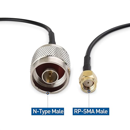 Miniatura 3 de Cable Matters Adaptador de cable coaxial RP-SMA macho a macho tipo N de 25 pies en negro (cable RP-SMA a tipo N, cable adaptador de cable coaxial