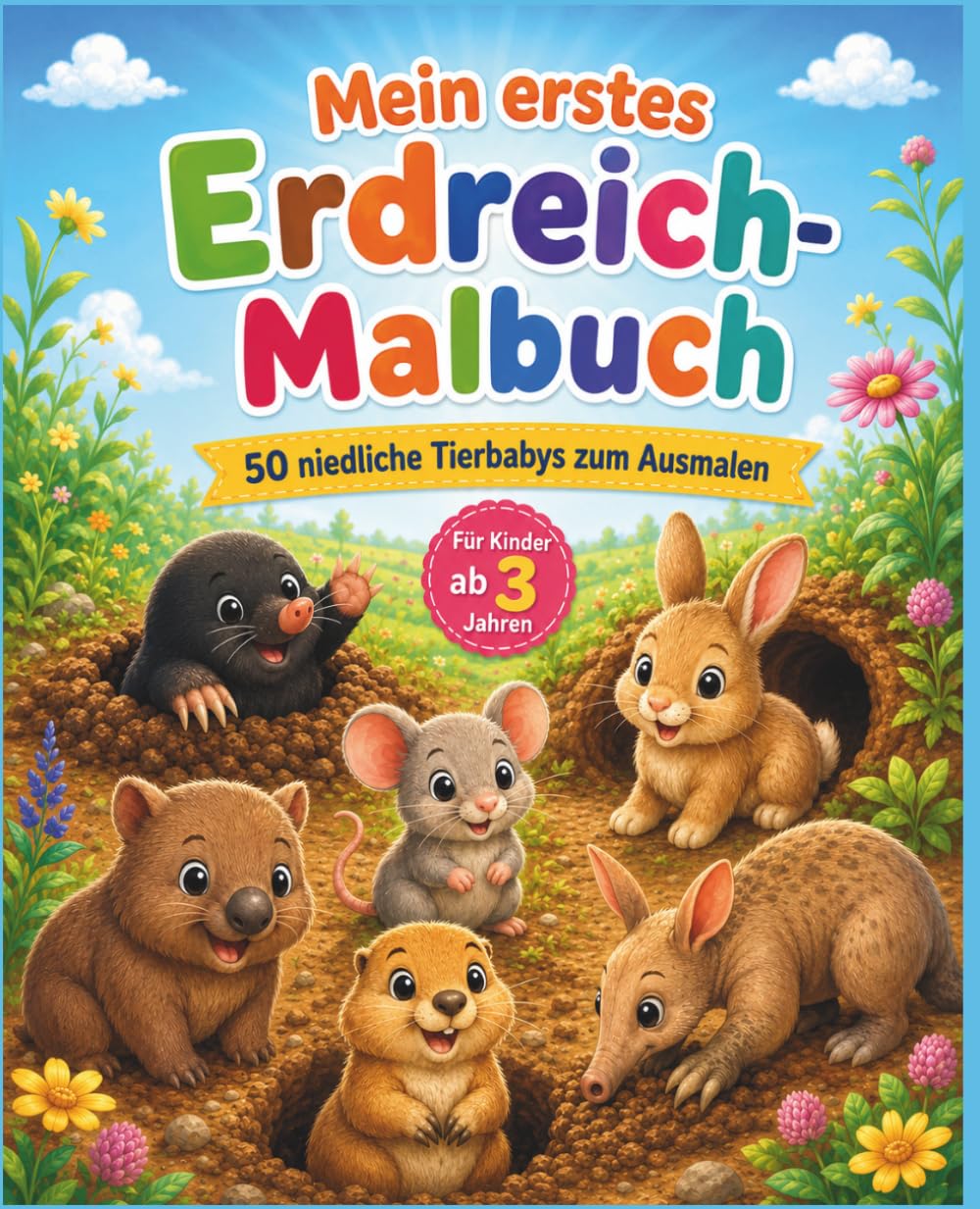 Mein erstes Erdreich-Malbuch: 50 niedliche Tierbabys zum Ausmalen (Mein erstes Tierbaby-Malbuch)