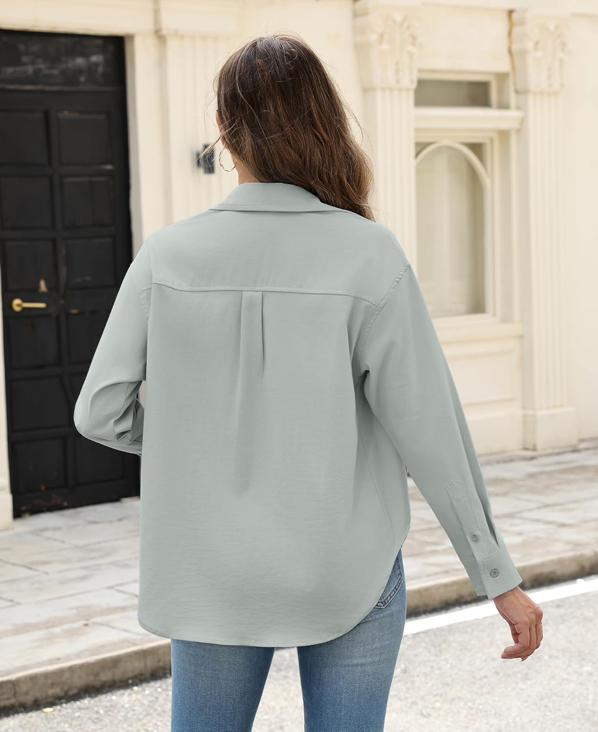 Susclude Button Down Shirts for Women Long Sleeve Womens Dress Shirts Wrinkle-Free Collared Fall Work Business Casual Tops - Image 2