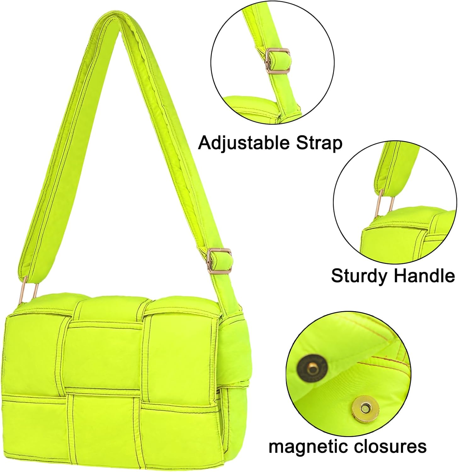 NAARIIAN Puffer Crossbody Bag for Women, Lightweight Puffy Shoulder Bags with Adjustable Strap,Quilted Woven Purse Hobo Bag | Lightweight, Puffy, Adjustable Strap, Quilted, Woven, Purse