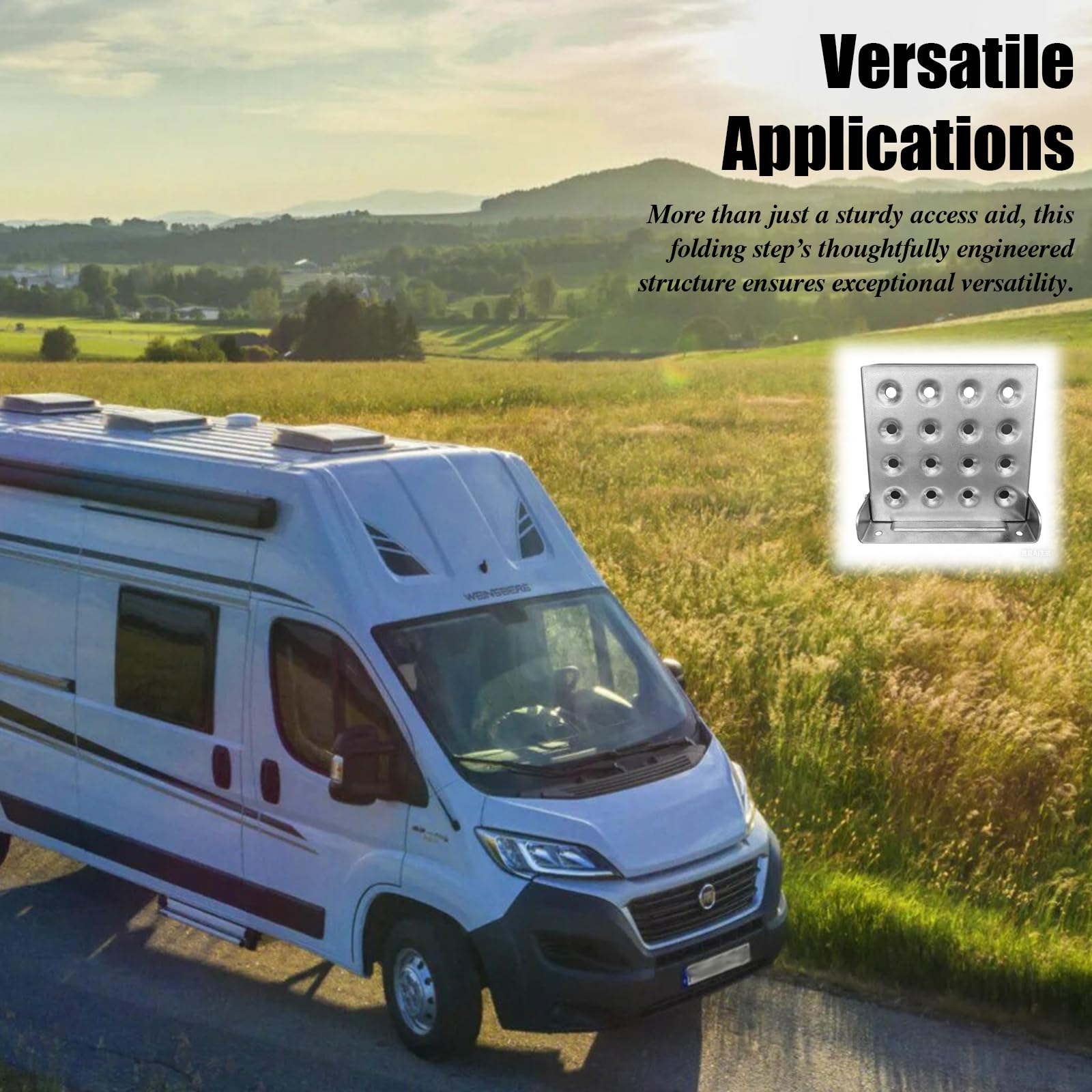 GBKDQQ Marchepied pliant pour camion, tôle d'acier galvanisé, aide à la montée jusqu'à 150 kg, 190 x 180 mm, aide à la montée pour accessoires, camionnette, camping-car, camping, remorque