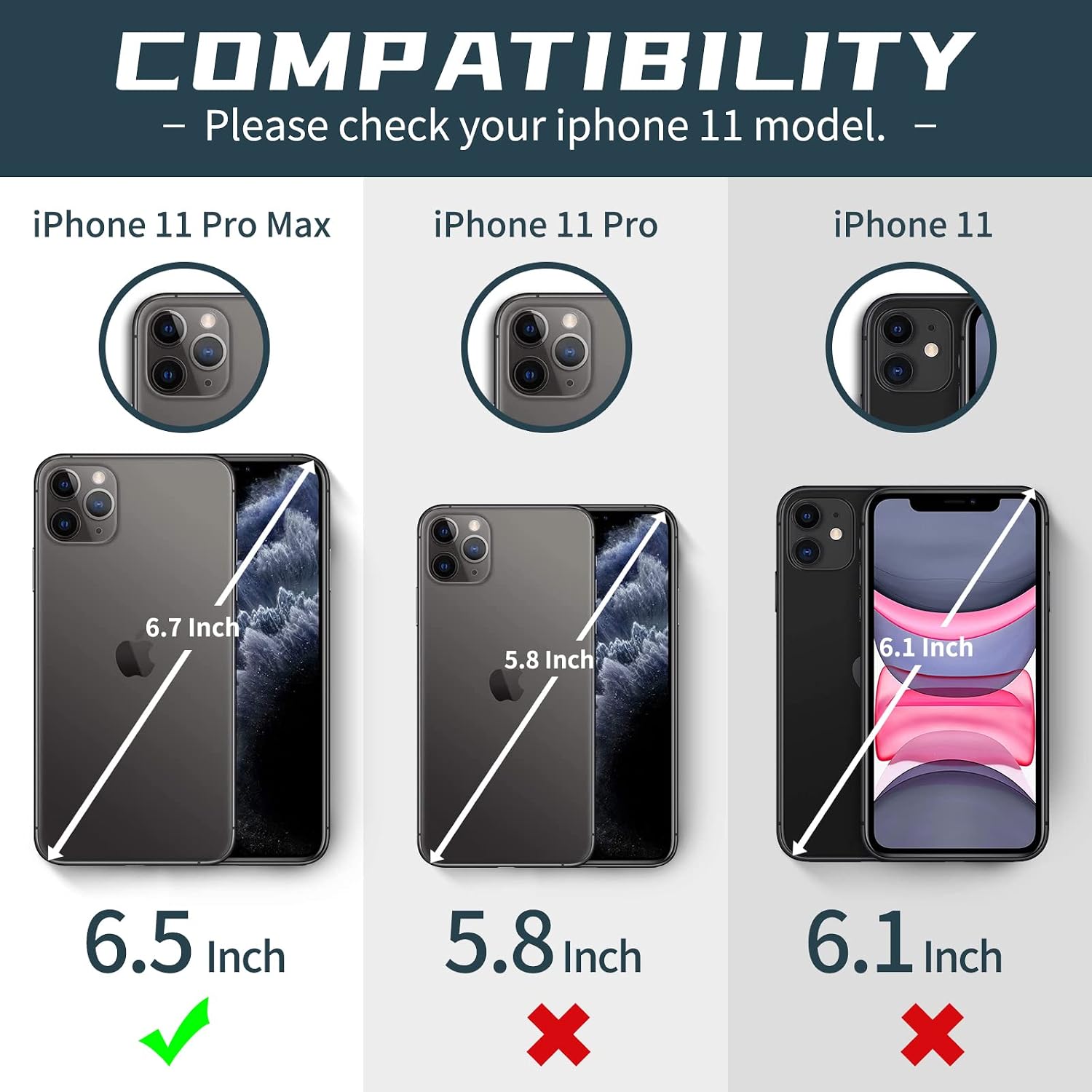 Jusy Wallet Case for iPhone 11 Pro Max & 2 Screen Protectors, with Sliding Camera Cover, Card Holder Slot and Magnetic Kickstand Ring, Heavy Duty Case Military Grade Cover (Black)