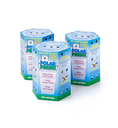 Polar Fresh - Refrigerator Odor and Moisture Absorber - Deodorizer - Ethylene Gas Absorber - Produce Preserver - Two Way Humidity Control - Fridge Efficiency Booster - Natural Mineral Filter - 3 Pack