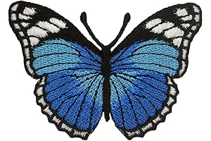 Blue Butterfly Embroidered Iron on Applique Patch for Clothes Decoration