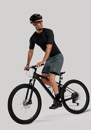 Miniatura 6 de Bikewa - Pantalones cortos de ciclismo de montaña para hombre, con acolchado 3D, ajuste holgado, con bolsillos con cremallera