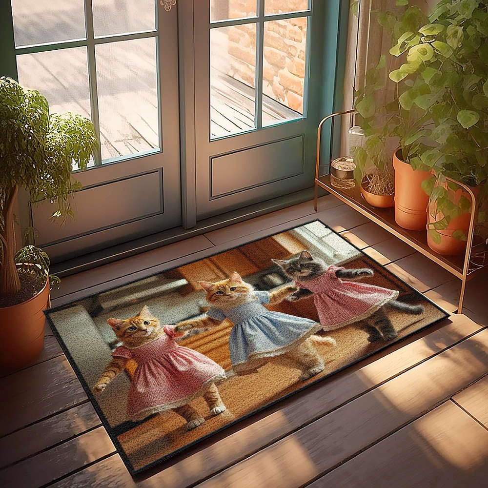 Tapis de chambre garçon 3 chats 65x90 cm antidérapant
