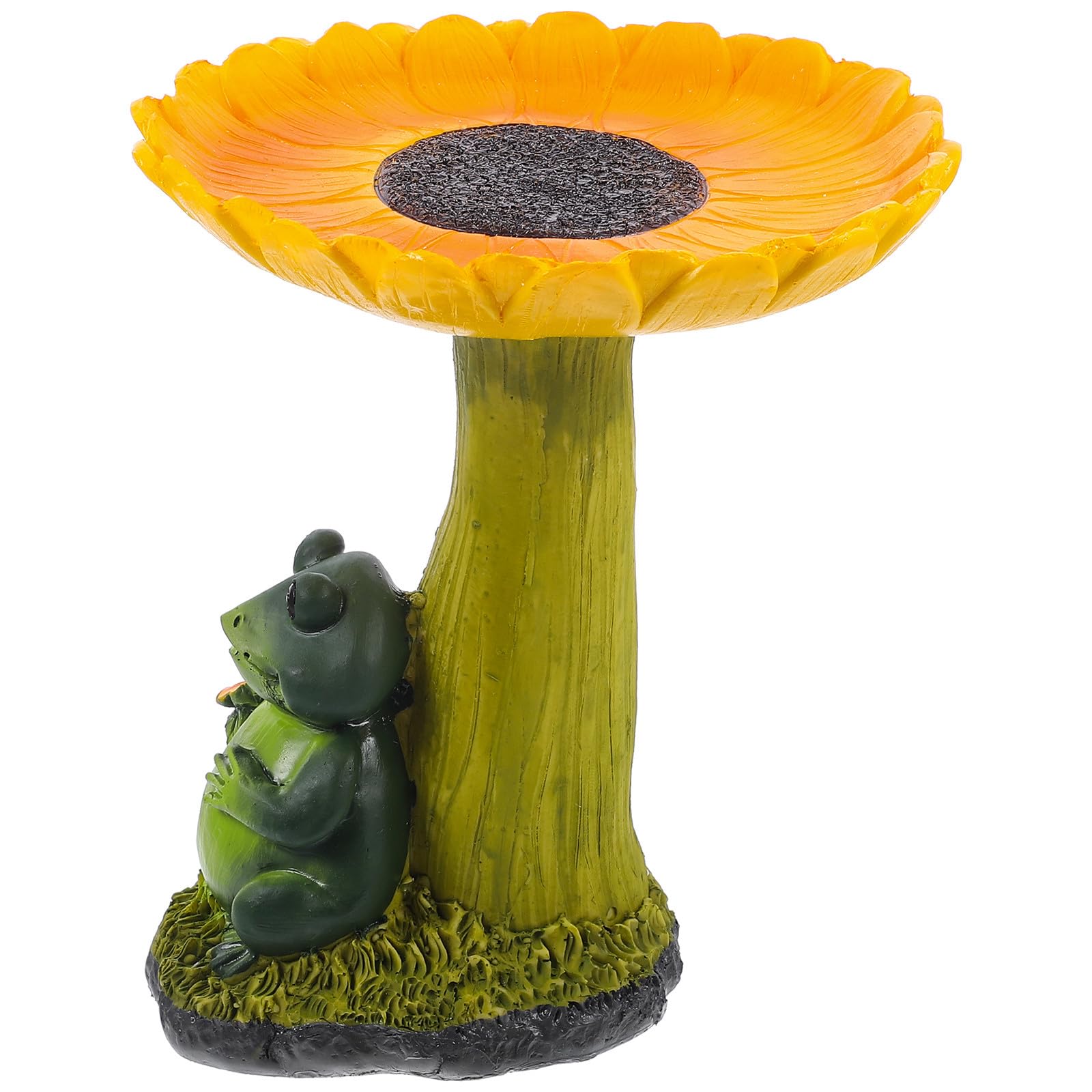 GLEAVI Baño para Pájaros de Resina Diseño de Girasol, Pequeño Comedero para Pájaros de Plataforma, Decoración Multifuncional para Jardín y Patio, Figura Decorativa Resistente
