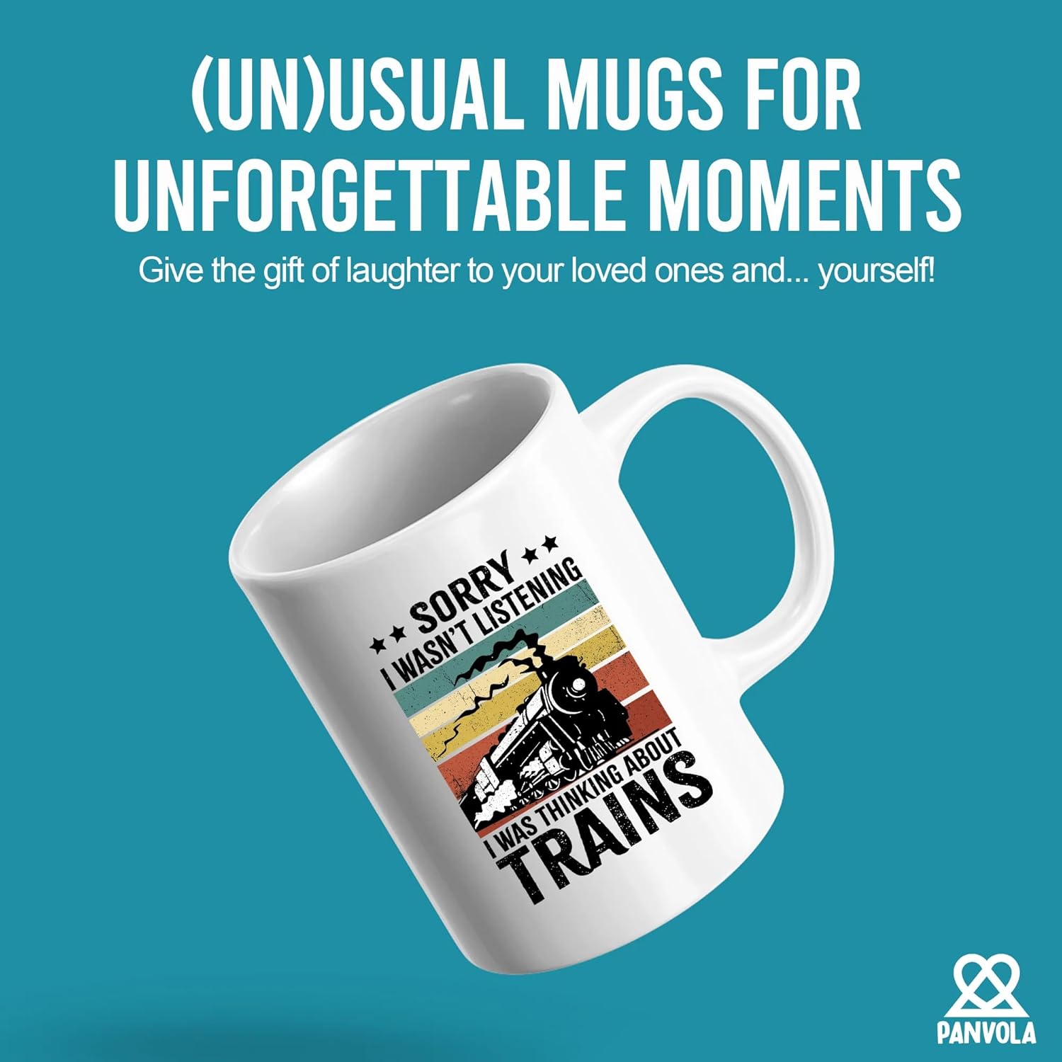 Panvola Sorry I Wasn’t Listening I Was Thinking About Trains Retro Vintage Train Lovers Gifts For Dad Mom Husband Brother Sister Wife Friend Coworker Ceramic Mug (White) - Image 2