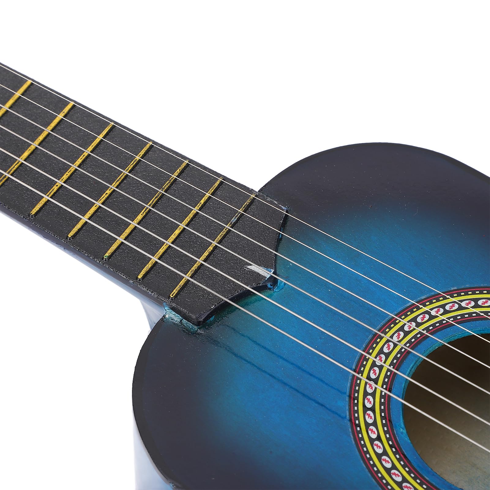 Chitarra in legno per bambini da 21 pollici, mini chitarra giocattolo per bambini, strumento musicale a 6 corde non tossico e ecologico con plettro, per età 3-8 anni, blu