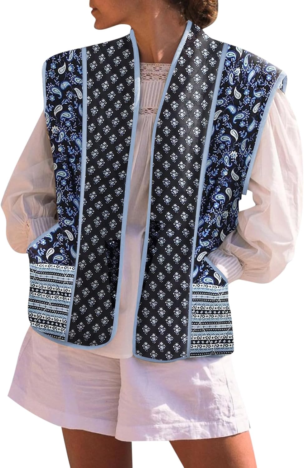 Tankaneo Womens Floral Quilted Puffer Vest Oversized Open Front Cap Sleeve Jacket Sleeveless Patchwork Outerwear Tankaneo Womens Floral Quilted Puffer Vest Oversized Open Front Cap Sleeve Jacket Sleeveless Patchwork Outerwear