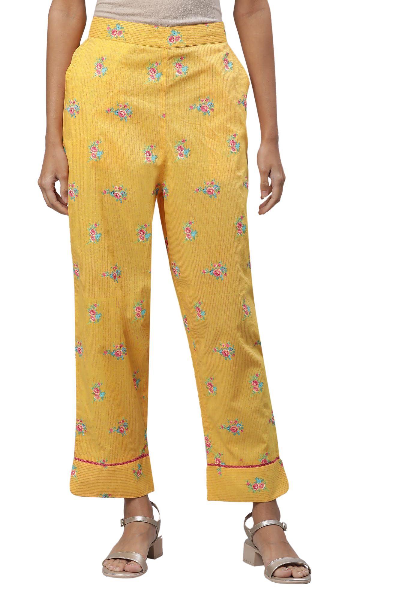 Women's High Rise Printed Pure Cotton Strechable Regular Fit Trouser | Ankle Length Pants-image-23
