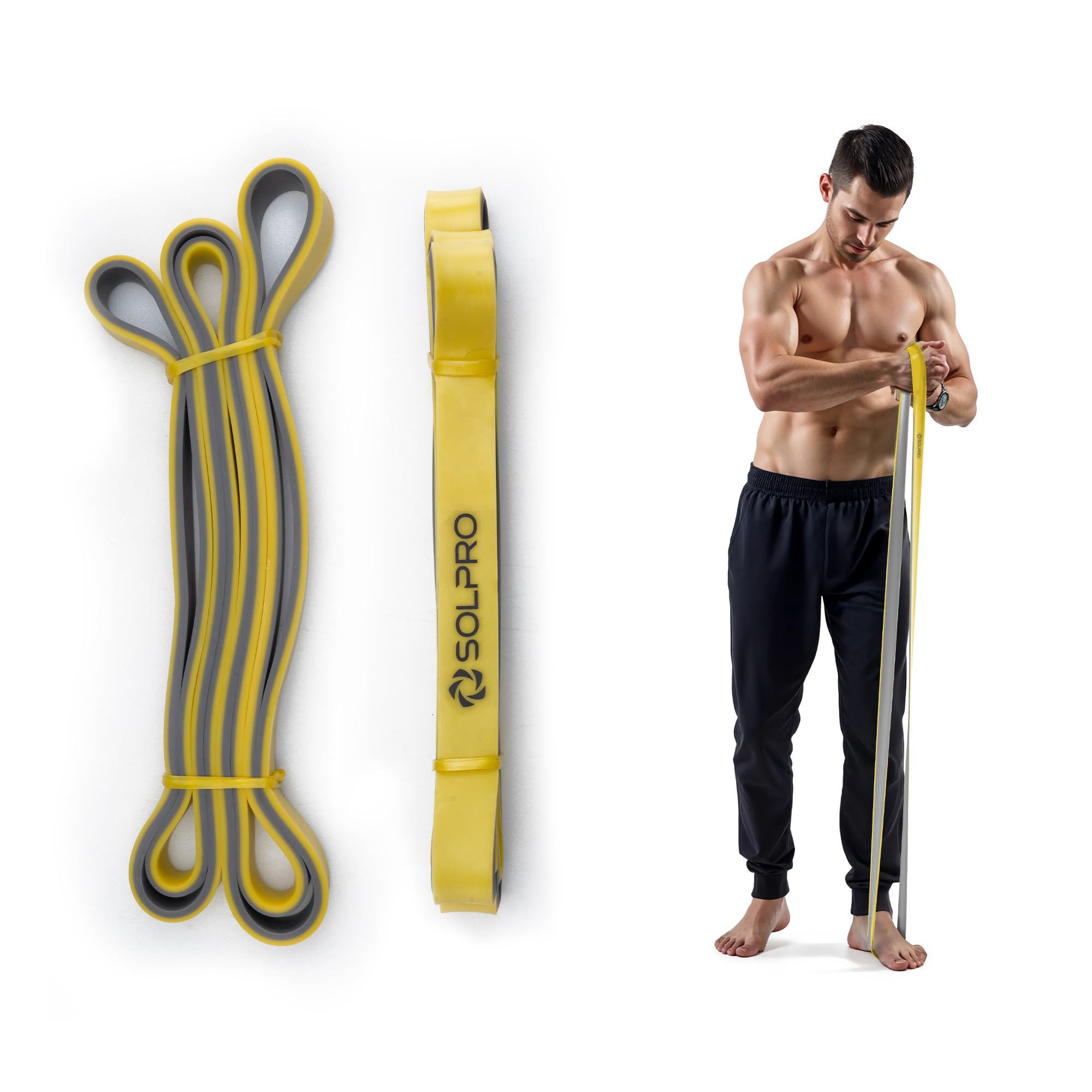 Solpro PowerFlex Core Resistance Band for Men & Women | Heavy-Duty Latex Band for Strength, Stretching, Mobility, Rehab | Ideal for Home Gym, Crossfit, Yoga, Full-Body Workouts (Yellow)