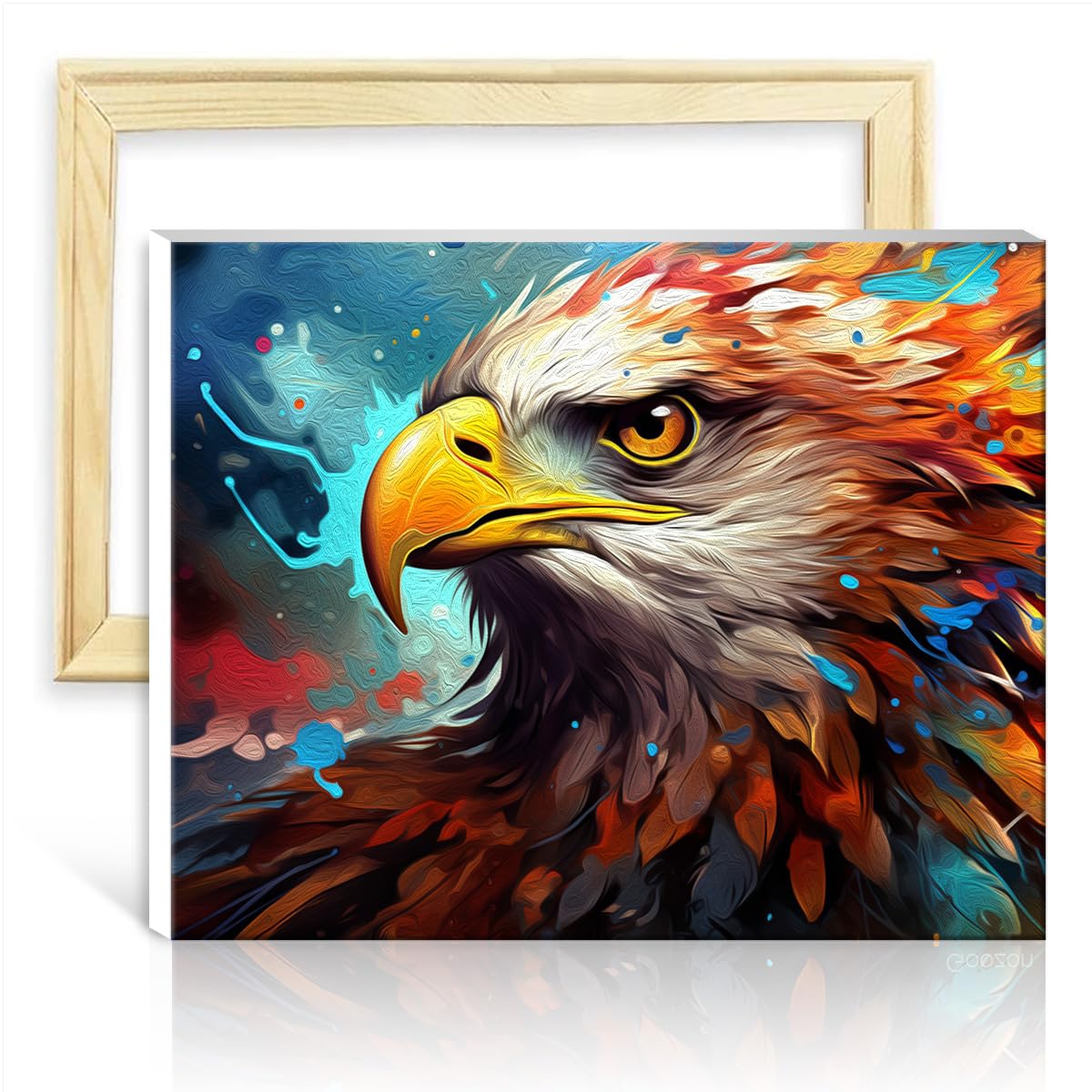 TANGFEIY Digital Painting Kits Eagle Canvas DIY Digital Oil Painting with Brushes and Acrylic Pigment on Canvas Creative Style Arts Crafts DIY Frame(40x50cm) — image 1