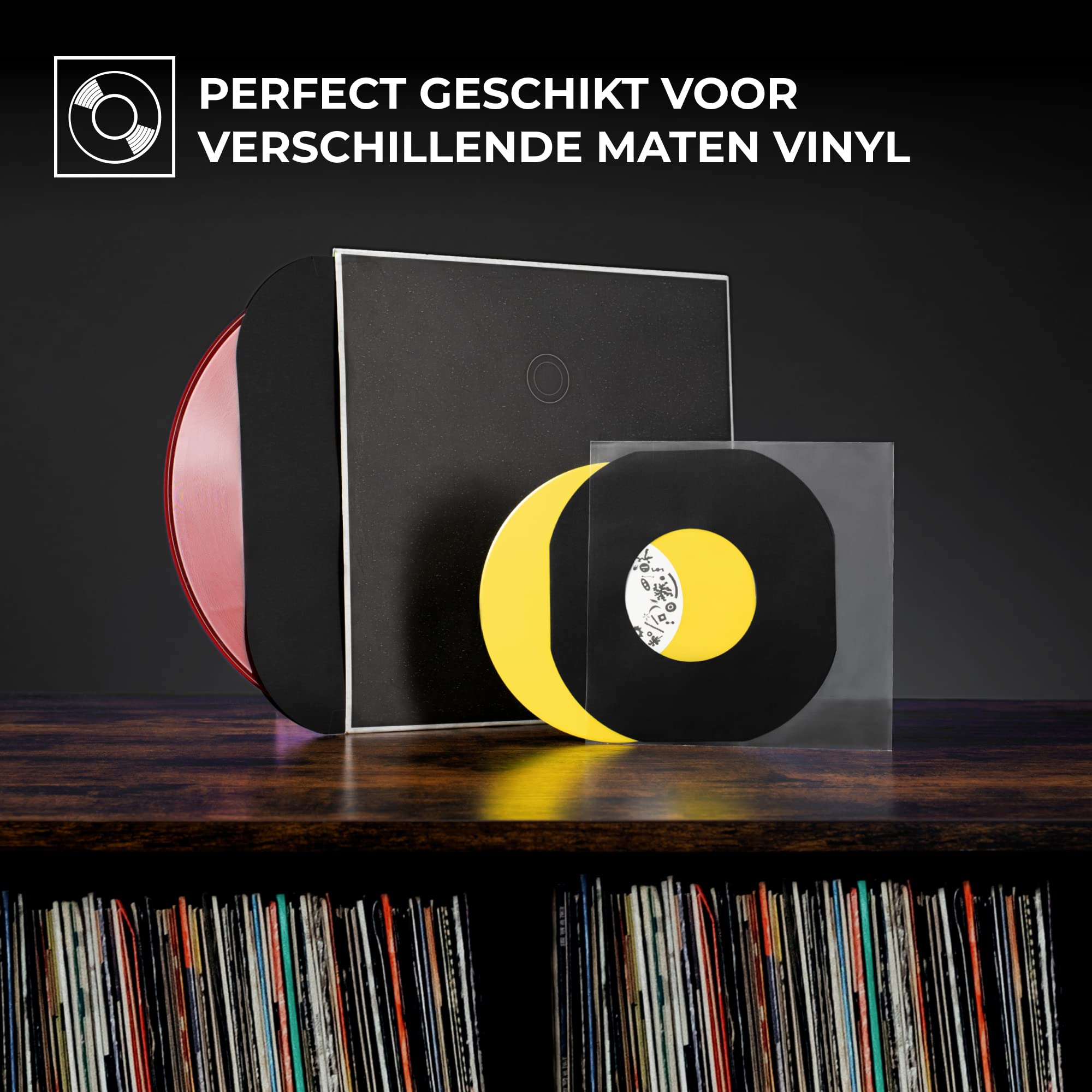 BIG FUDGE Vinyl Covers Plates - 30cm x 50 Pieces - Special Heavyweight & Acid Free Black Edition - Slim Anti Static Vinyl Record Covers for LP