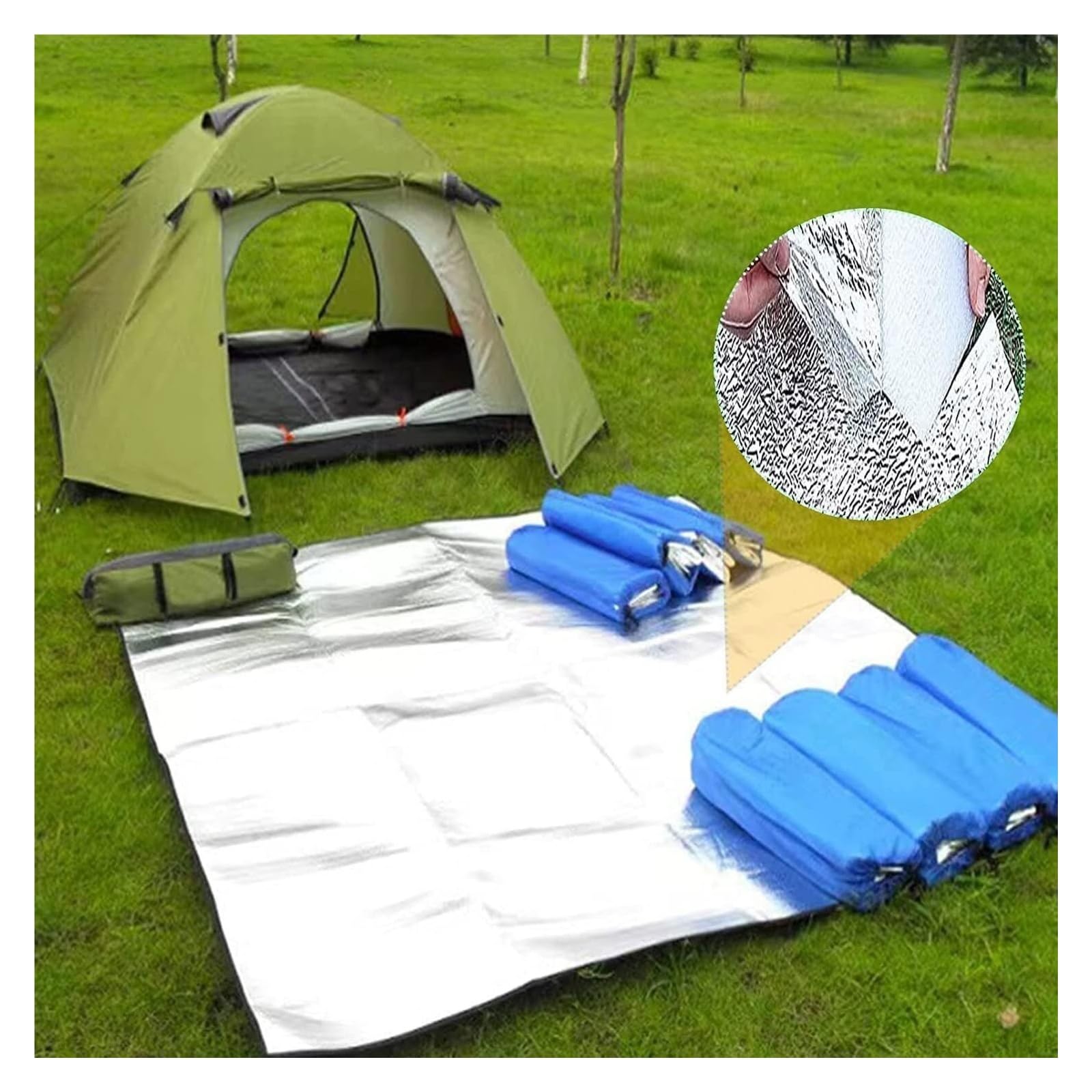 Estera de aluminio para dormir, estera de espuma para acampar, estera aislante de aluminio, alfombra reflectante, alfombra de tienda, alfombra de tierra, alfombra plegable de 7 mm