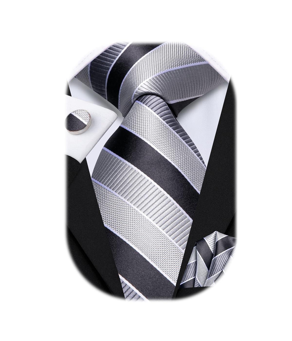 Hi-Tie Paisley Floral Ties Set for Men Silk Mens Stripes Necktie Pocket Square Cufflinks Set Formal Business