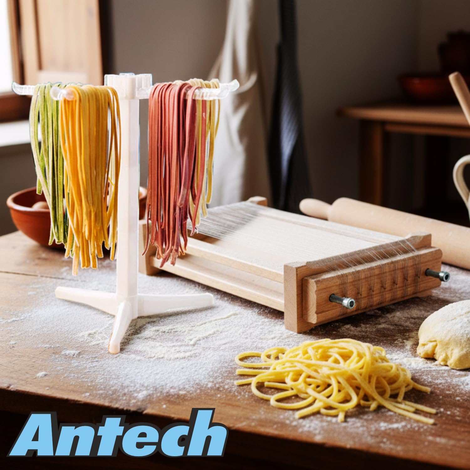 Guitare Antech avec rouleau à pâtisserie pour pâtes, spaghetti, fettuccine, emporte-pièce des Abruzzes