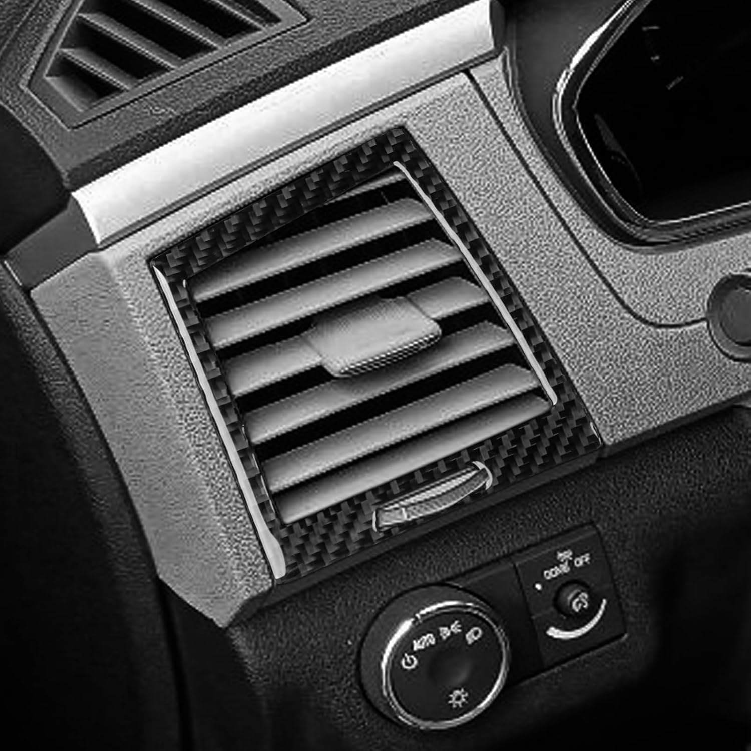 Real 3K Black Carbon Fiber Car Dashboard Central CD Radio Player Control Panel Trim Sticker Auto Interior Accessories Compatible with Chevrolet Traverse LS/LT/LTZ 2009 2010 2011 2012-Type A