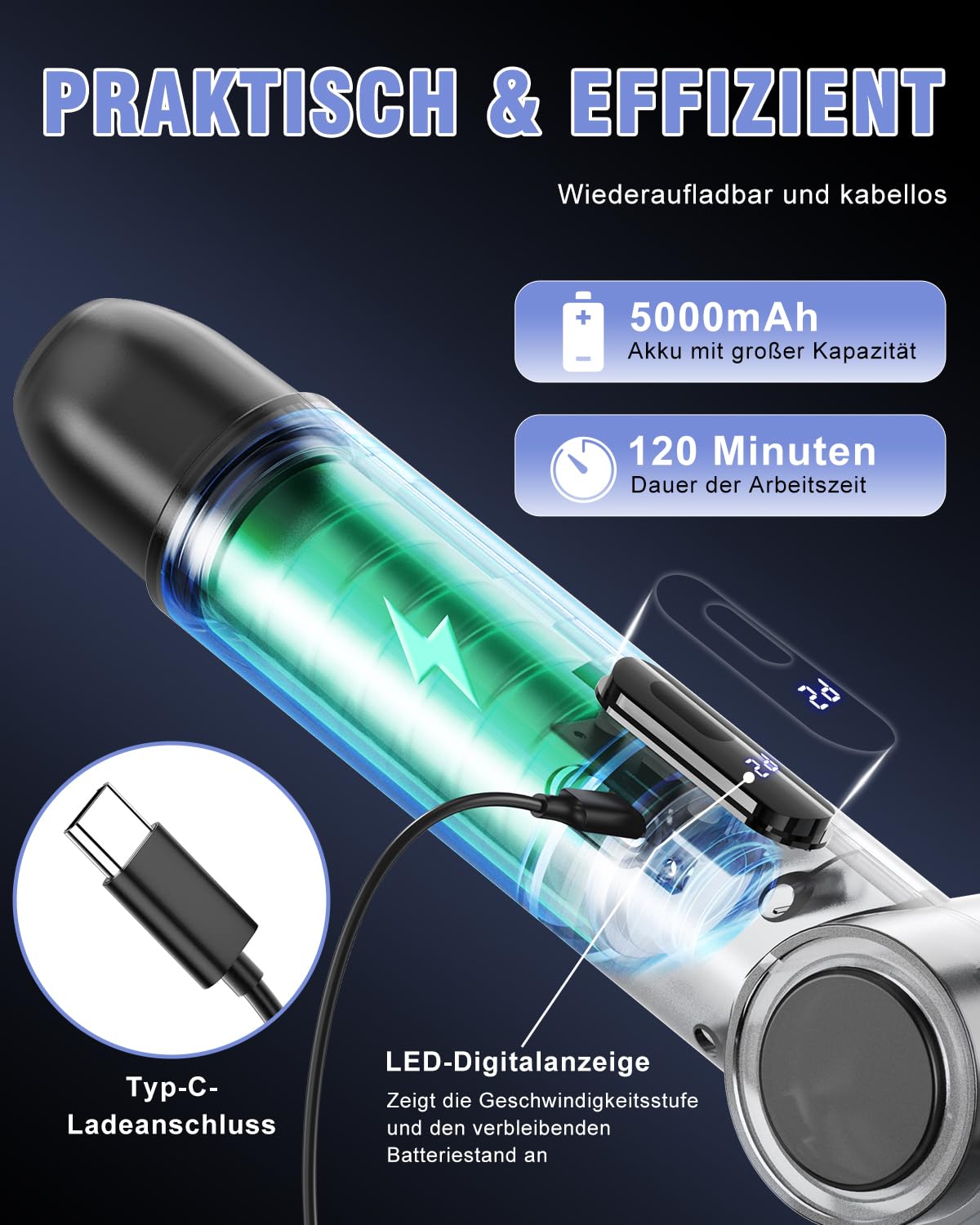 Elektrische Reinigungsbürste, IPX8 wasserdicht, 50 kg Drehmoment | elektrische Putzbürste mit 8 Bürstenköpfen, zusammenklappbar, Electric Spin Scrubber schnurlos für Bad, Küche, Auto