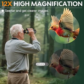 Birthday Gifts for Men Dad Husband Teen, 12x60 Monocular for Outdoor/Hiking | Unique Gifts for Fathers Day & Christmas, with Phone Adapter & Tripod, Gifts for Camping Birdwatching Travel Photography Hunt
