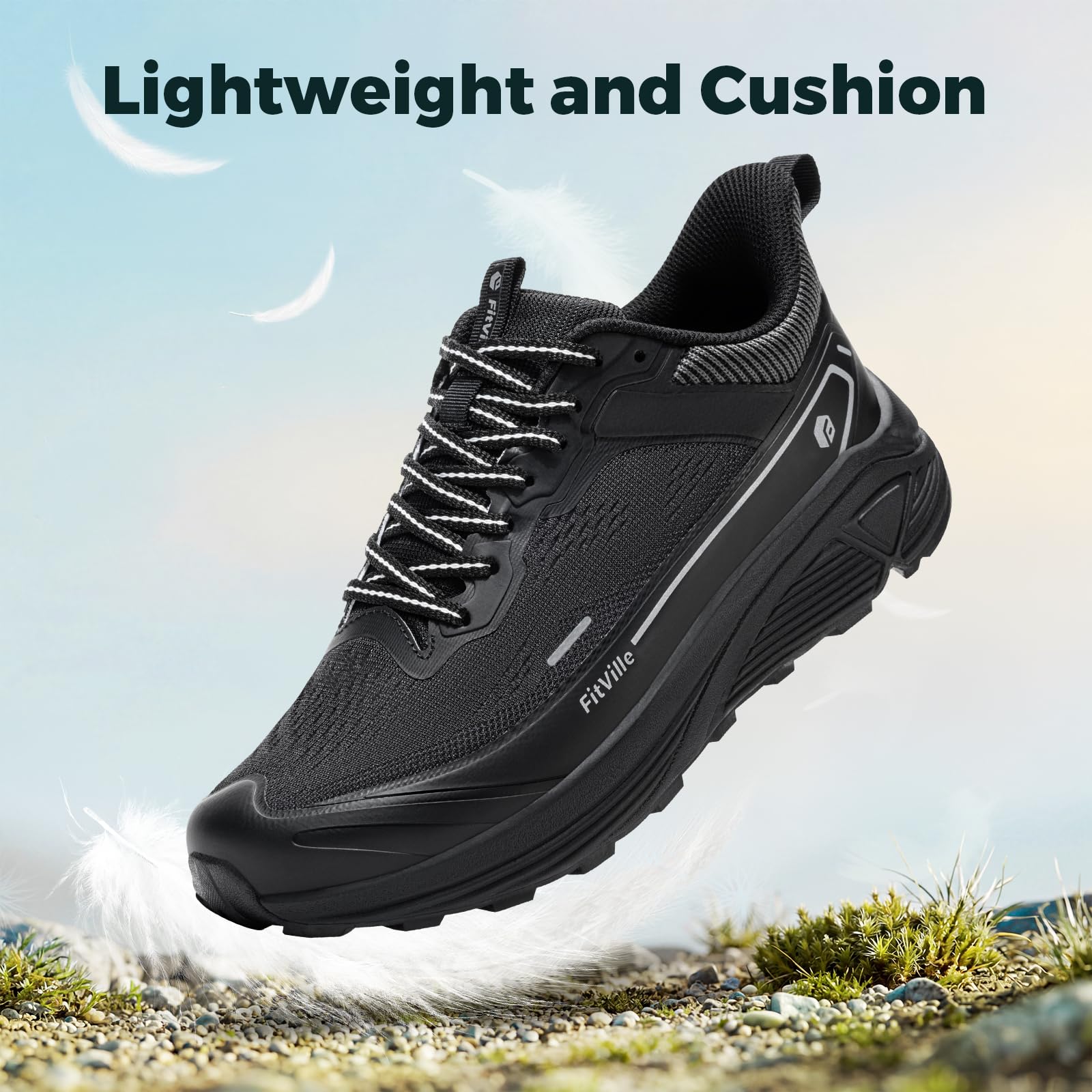 FitVille Extra Weite Sneaker Herren Sportschuhe Atmungsaktiv Turnschuhe Breit Laufschuhe Leicht Outdoor Joggingschuhe Bequeme Traillaufschuhe Gedämpft Gym Fitness Walkingschuhe
