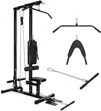 GYM MASTER Lat Pulldown Machine with Seated Ab Crunch and Cable Pulley