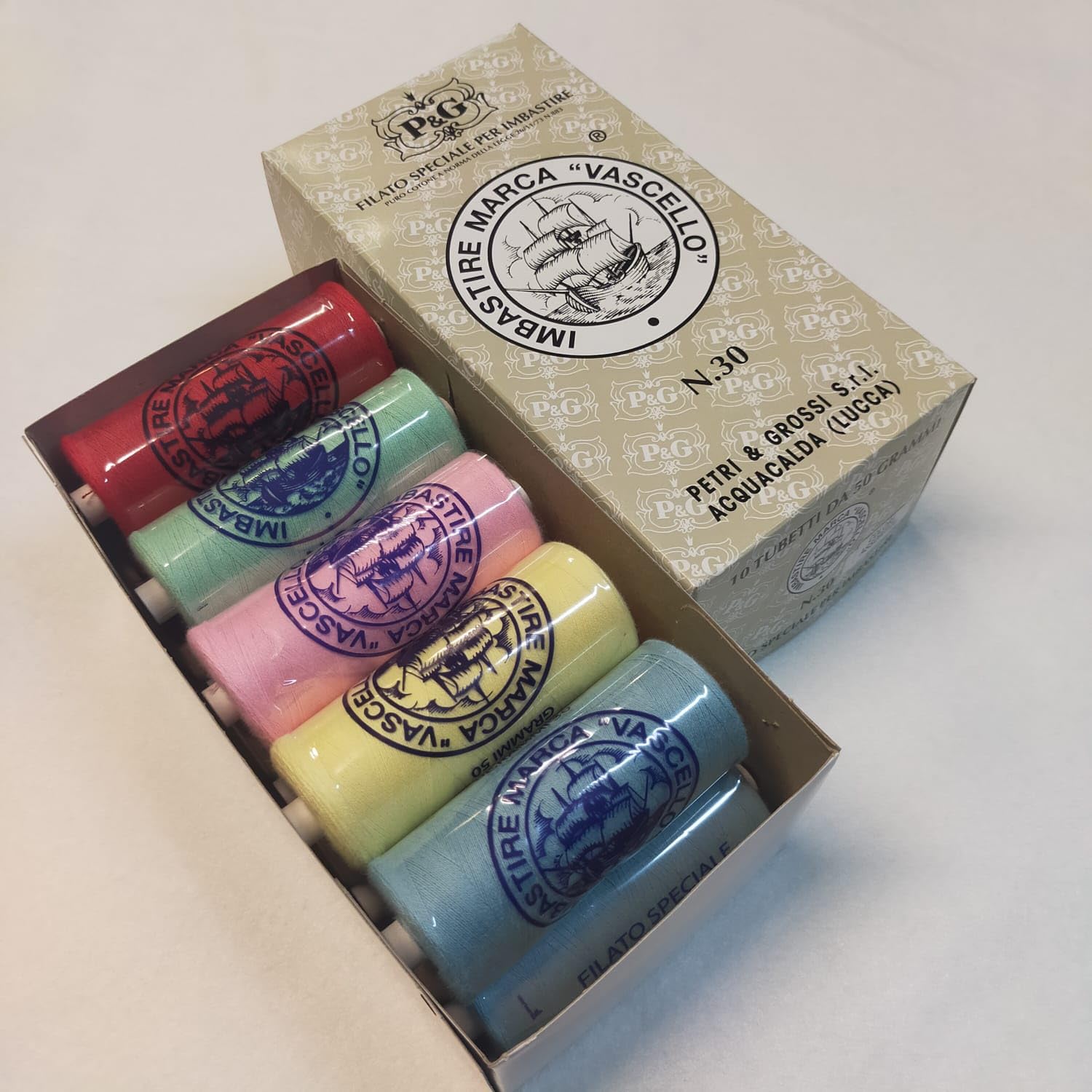 Filo da imbastire gr. 50 colorati - scat10 spole x 50 gr./cad