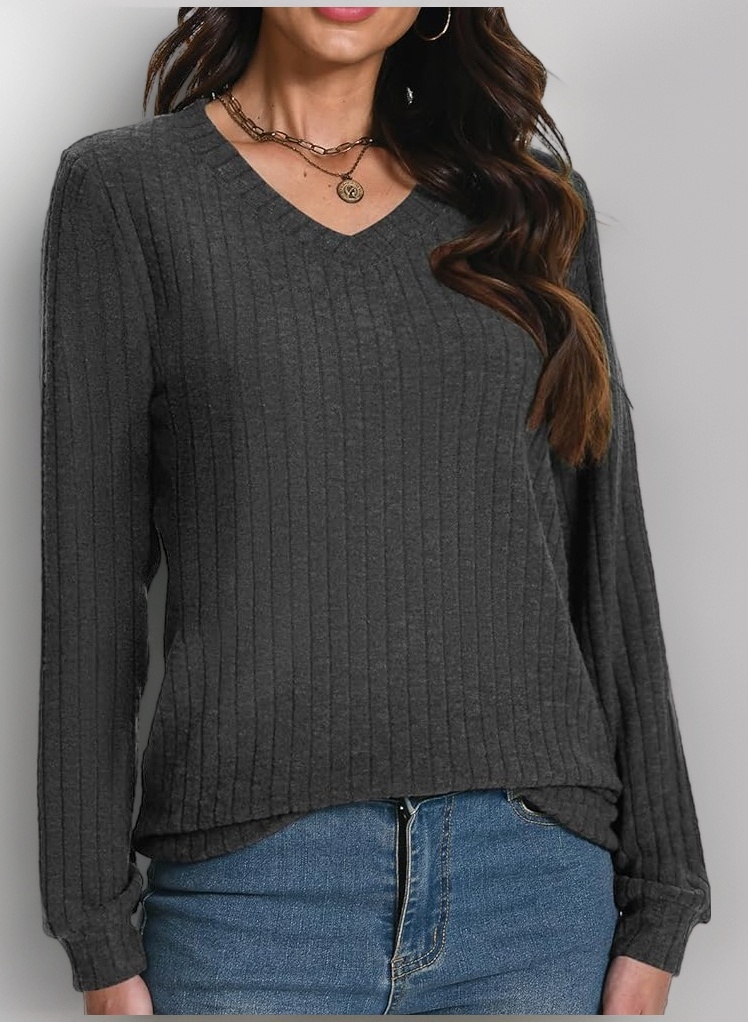 Womens Jumpers V Neck Long Sleeve Tops Ladies Casual Lightweight Tunic Sweaters Fashion Clothes