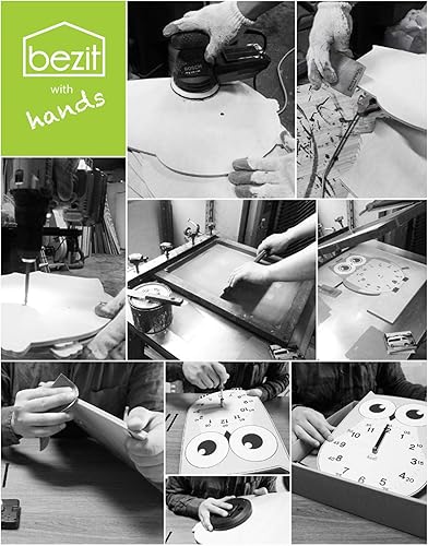 Miniatura 7 de Silent Kids - Reloj de pared para niños, sin tictac, decorativo, bonito reloj de madera para guardería, niños, habitación de bebé, funciona con