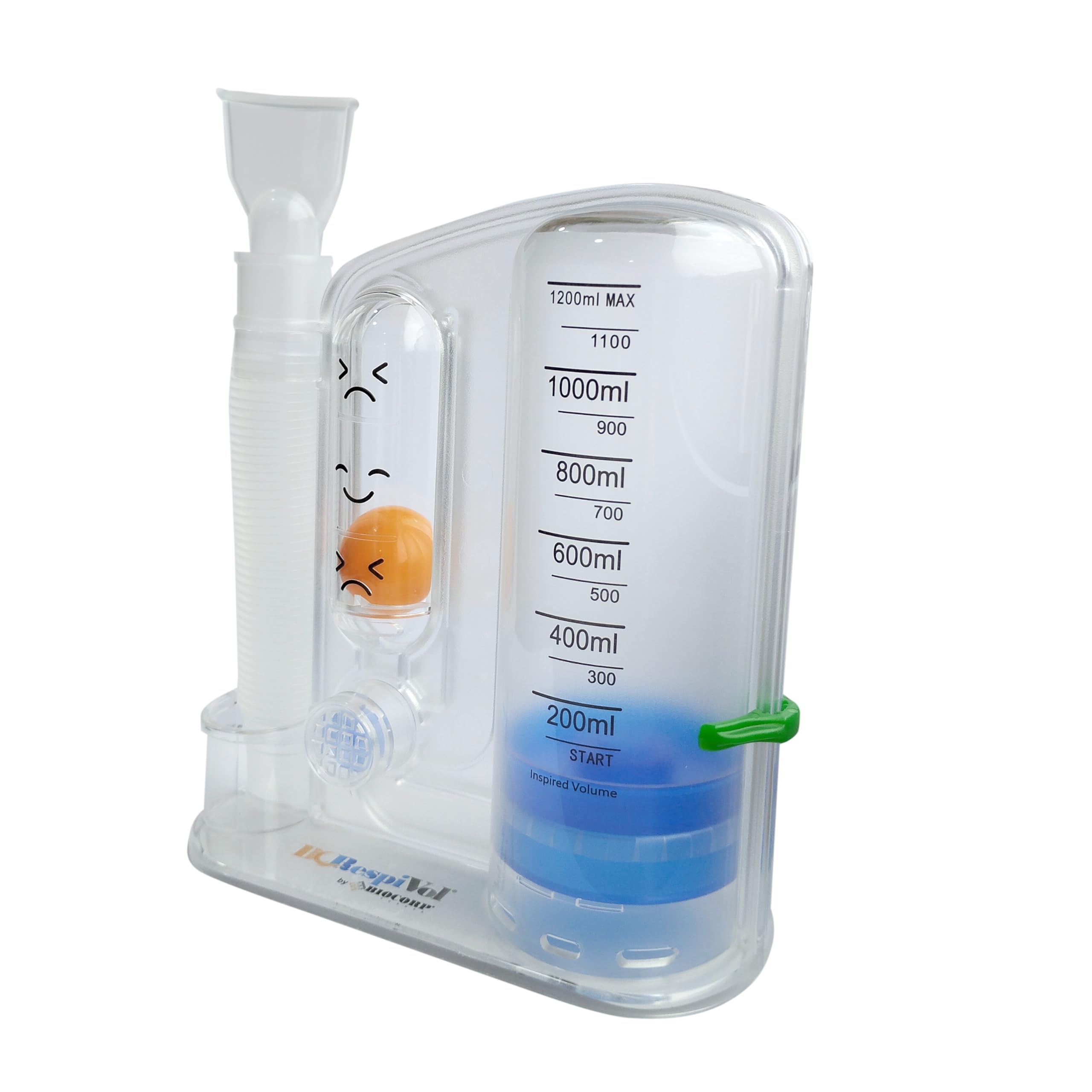 BCRespivol wolumetryczny przyrząd do ćwiczeń wdechowych, jednokulowy spirometr, spirometr, 1200 ml