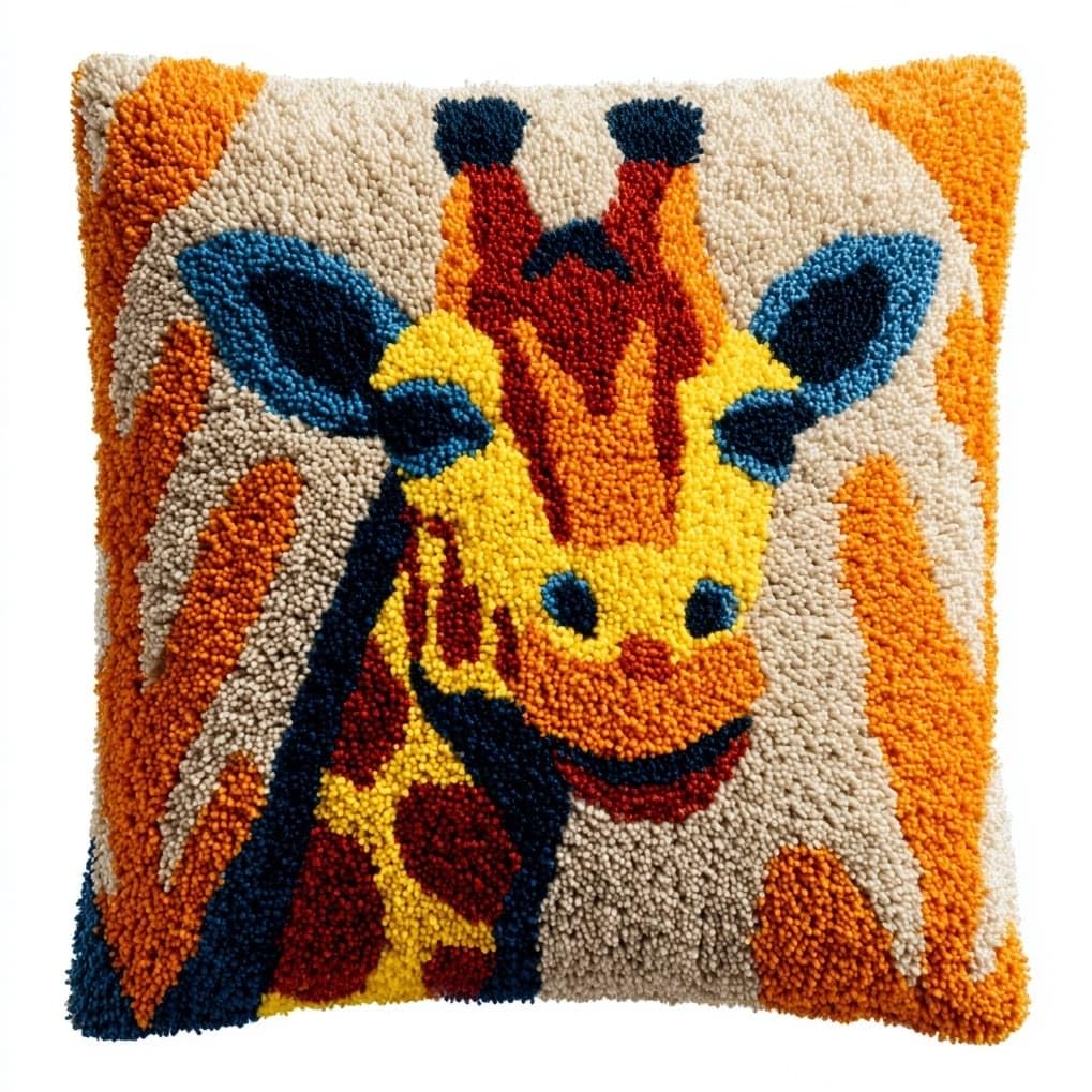 AxiangziK Latch Hook Pillow Kits with Yarn,Giraffe