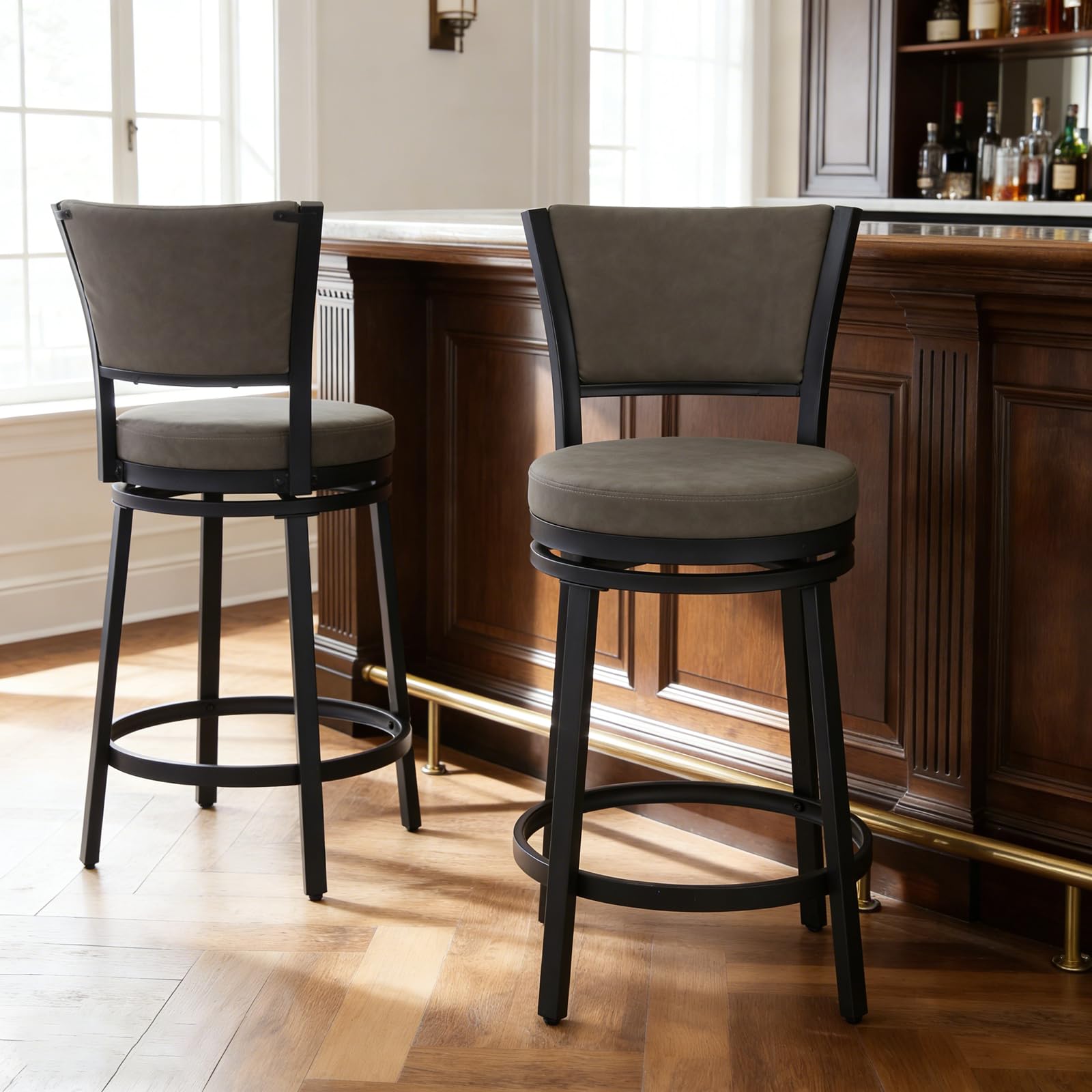 Photo 1 of FLYZC Swivel Bar Stools Set of 2, 25-inch Counter Height