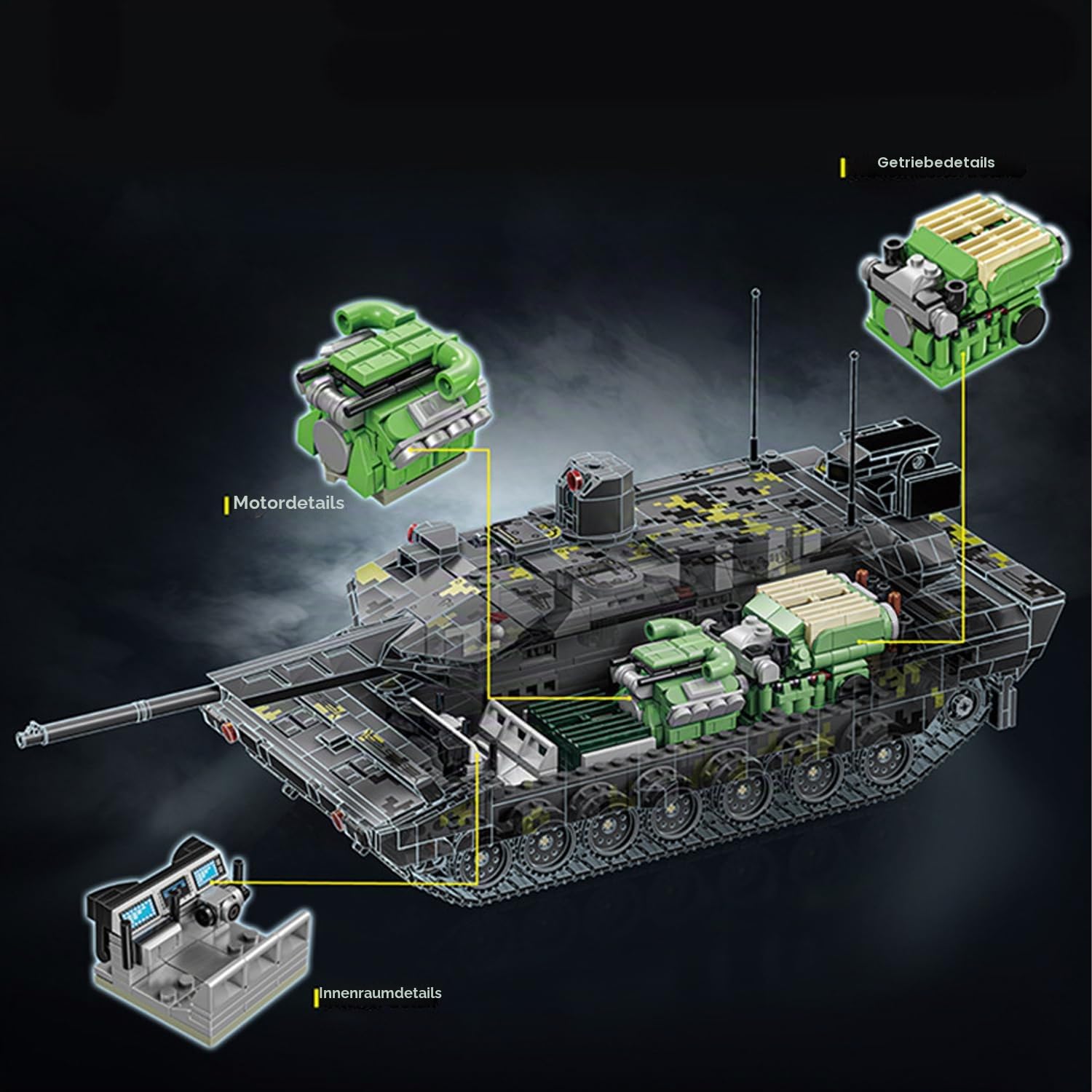 Technik Militär Panzer Bausteine Kit, 2235 Teile Panther KF15 Klemmbausteine, WW2 Army Panzer Konstruktionsspielzeug Modellbausatz, Kompatibel mit Großeren Marken