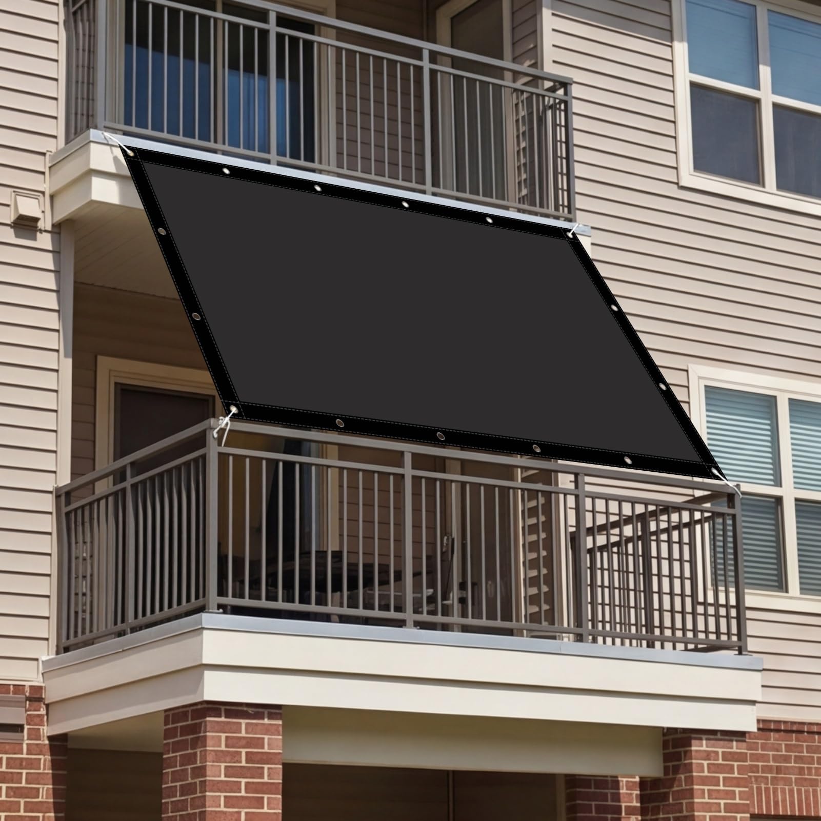 Sonnensegel 340 x 420 cm Viele Größen Und Farben Sonnensegel Balkon mit UV Schutz für Balkon Terrasse Garten Außenbereich, Schwarz