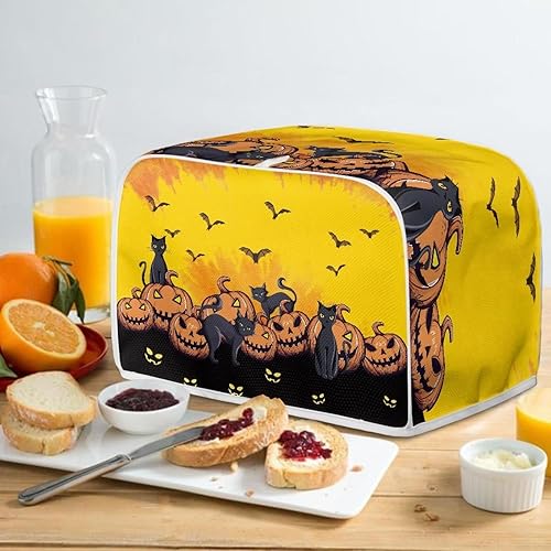 Miniatura 4 de Fundas para tostadoras de calabaza y gato de Halloween, a prueba de polvo, lavables, se adaptan a la mayoría de tostadoras de 2 rebanadas, fundas de